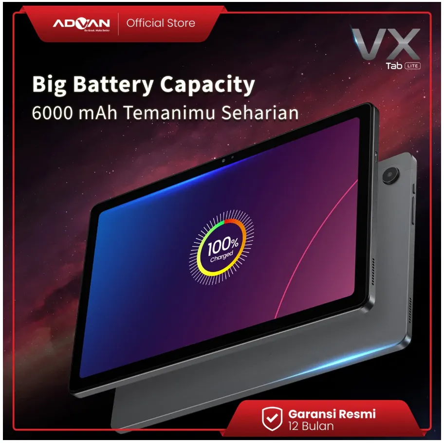 ADVAN Notebook Tab Vx Lite 10.4 Octa Core 2.0Ghz Tablet Dual Sim Card 4G LTE