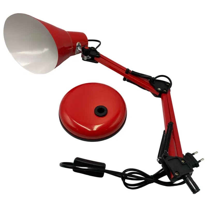 E27 60W Modern Flexible Long Swing Arm Led Desk Lamp Pe-11 Red