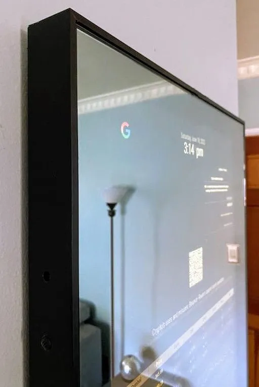 Framed Full-Length Dual Display Google Assistant Smart Mirror - 32" Samsung 4K QLED (X2) in a  60" X 30" X 2" Satin Black Aluminum Frame