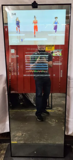 Framed Full-Length Dual Display Google Assistant Smart Mirror - 32" Samsung 4K QLED (X2) in a  60" X 30" X 2" Satin Black Aluminum Frame