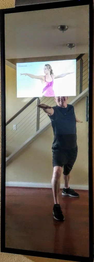 Framed Full-Length Dual Display Google Assistant Smart Mirror - 32" Samsung 4K QLED (X2) in a  60" X 30" X 2" Satin Black Aluminum Frame