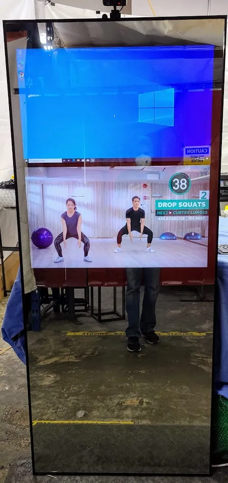 Framed Full-Length Dual Display Google Assistant Smart Mirror - 32" Samsung 4K QLED (X2) in a  60" X 30" X 2" Satin Black Aluminum Frame