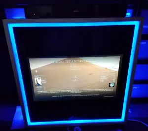Framed Google Assistant Mirror w/Bright Vanity Light-32" Samsung 4K QLED in 30"X40"X3" Wood Frame