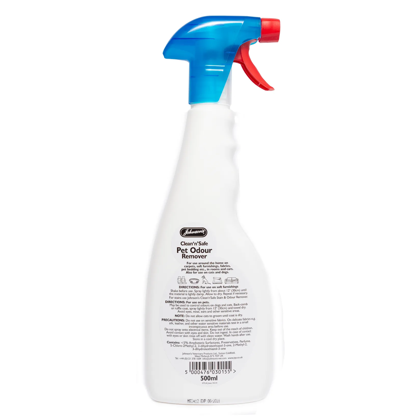 Johnson's Veterinary | Dog & Cat Cleaning | Clean 'n' Safe Pet Odour Remover for Carpets & Soft Furnishings