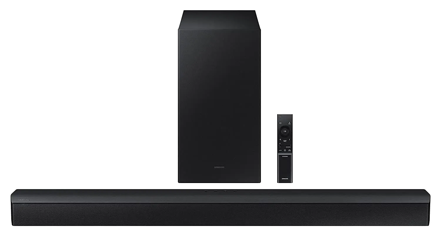 Samsung Soundbar HW-C45E/XL 2.1 Channel, 300W, Dolby Digital, 3 Speakers, Wireless Subwoofer, Bluetooth Enabled and DTS Virtual X Experience Sound (Black)
