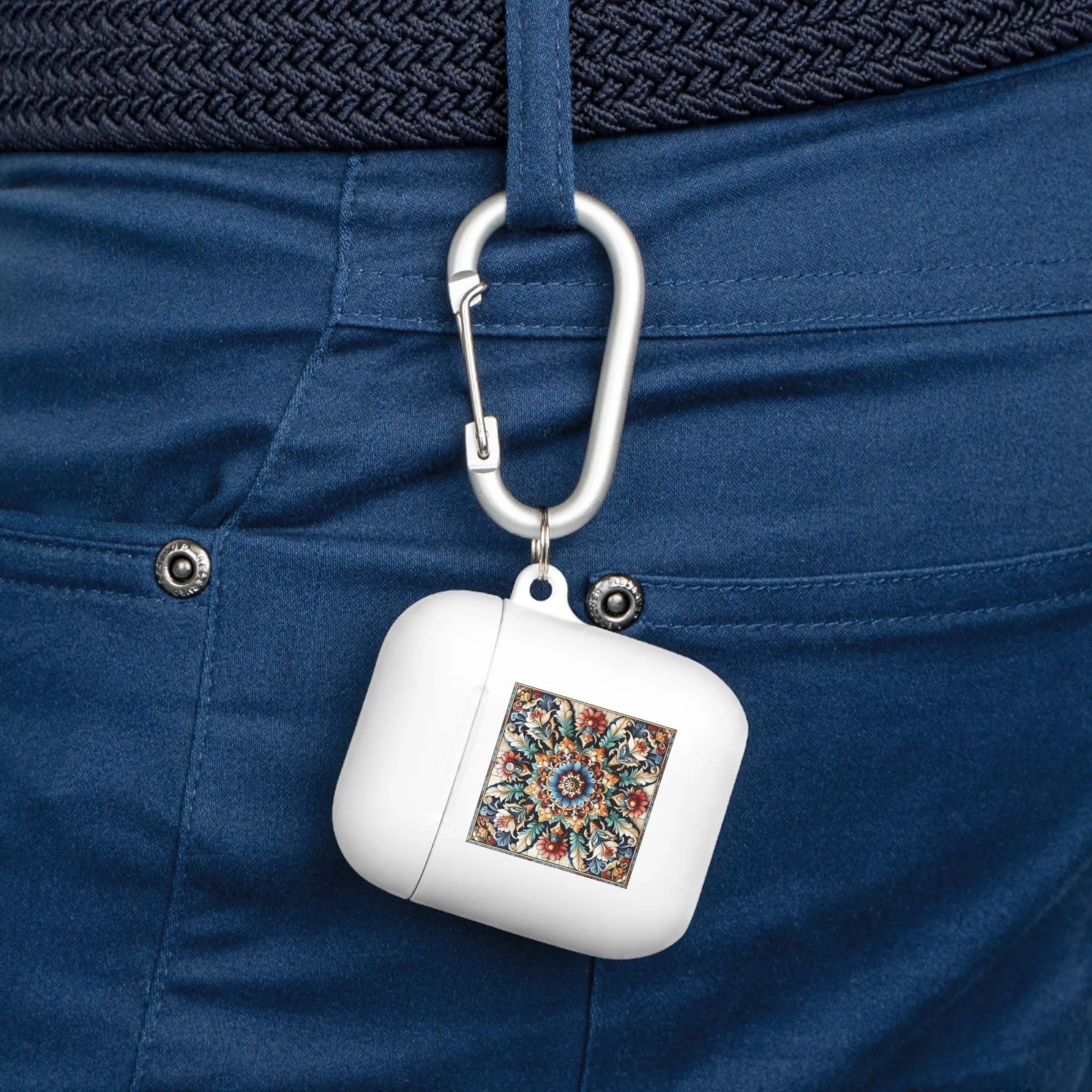 Traditional tile art flower pattern in pastel tones AirPods and AirPods Pro Case Cover