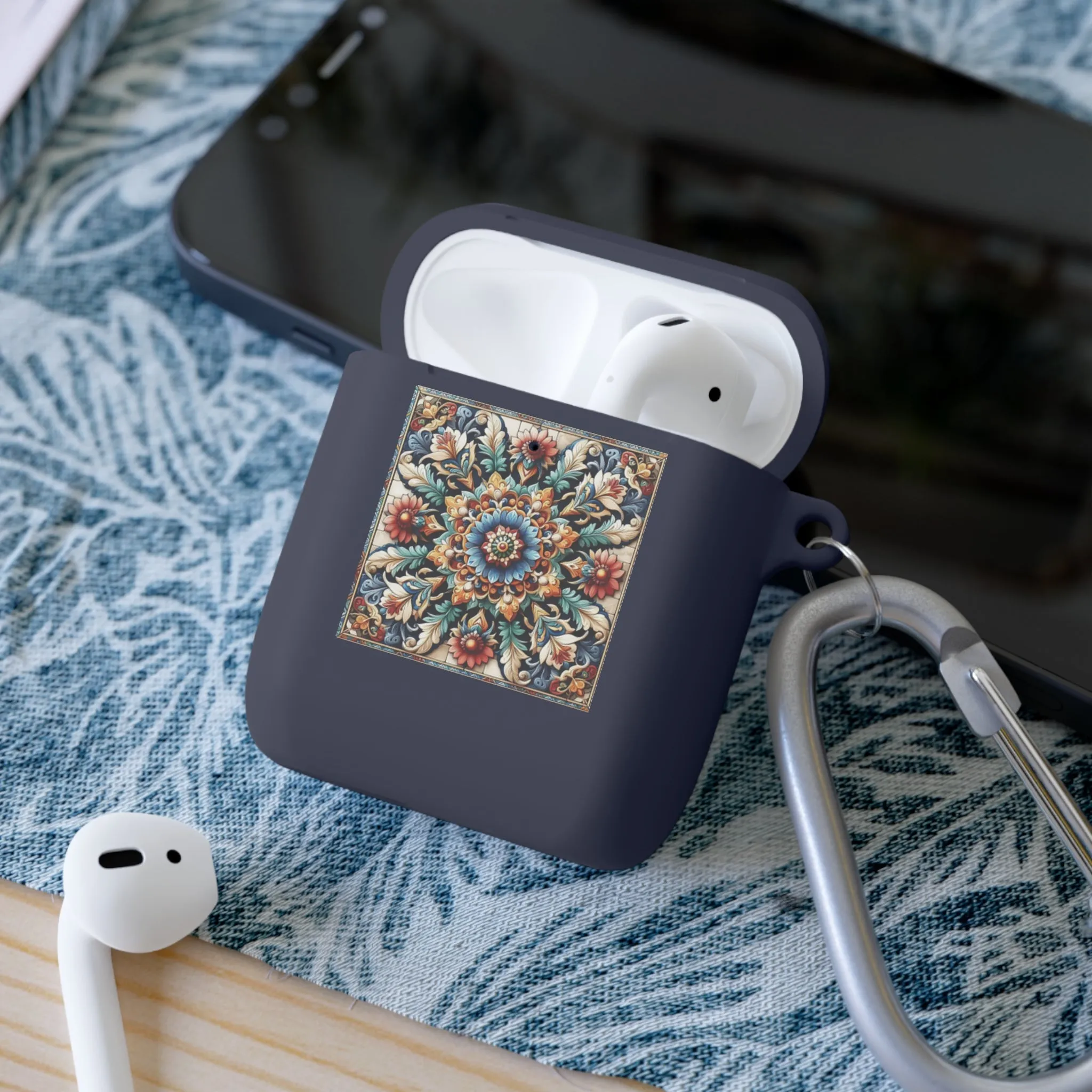Traditional tile art flower pattern in pastel tones AirPods and AirPods Pro Case Cover