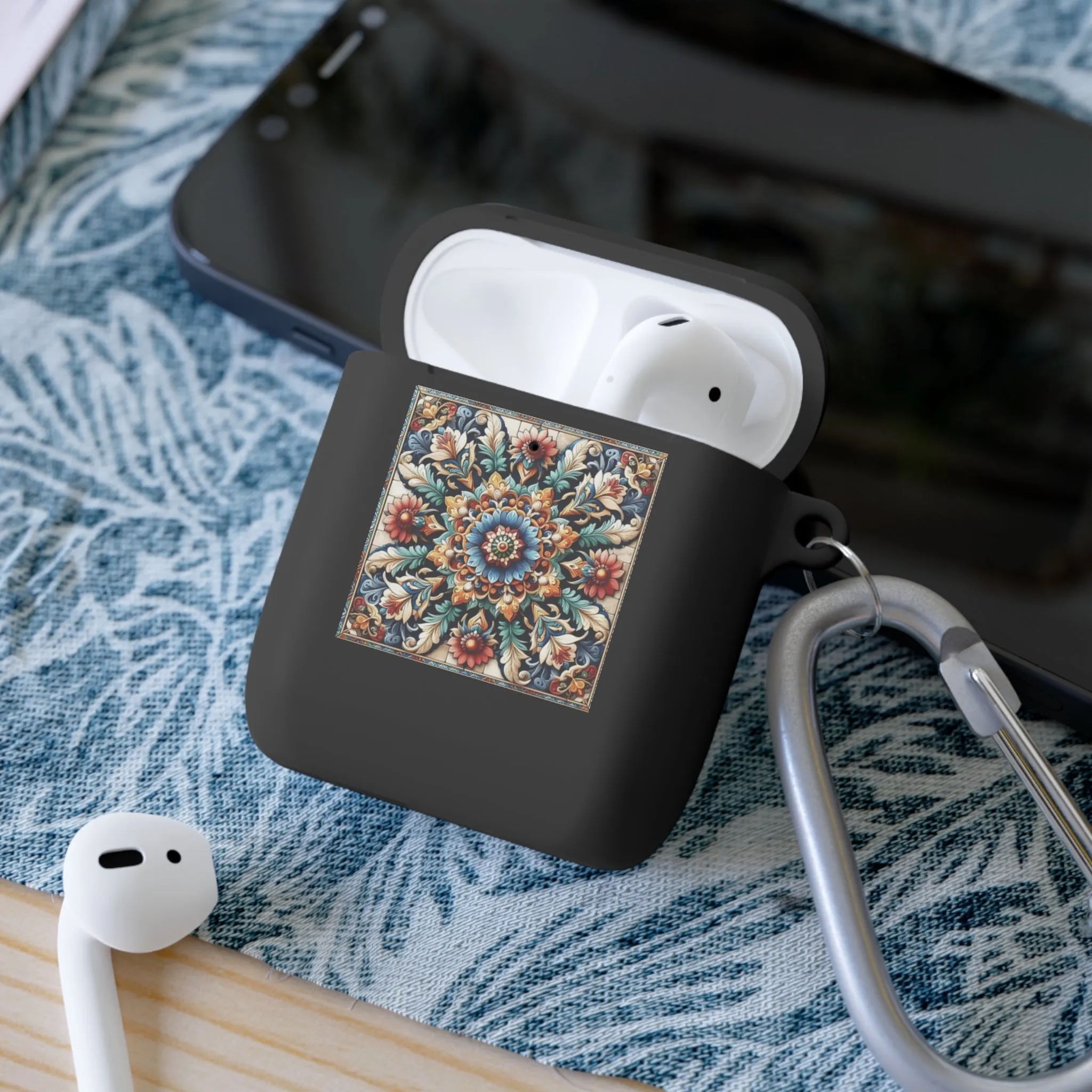 Traditional tile art flower pattern in pastel tones AirPods and AirPods Pro Case Cover