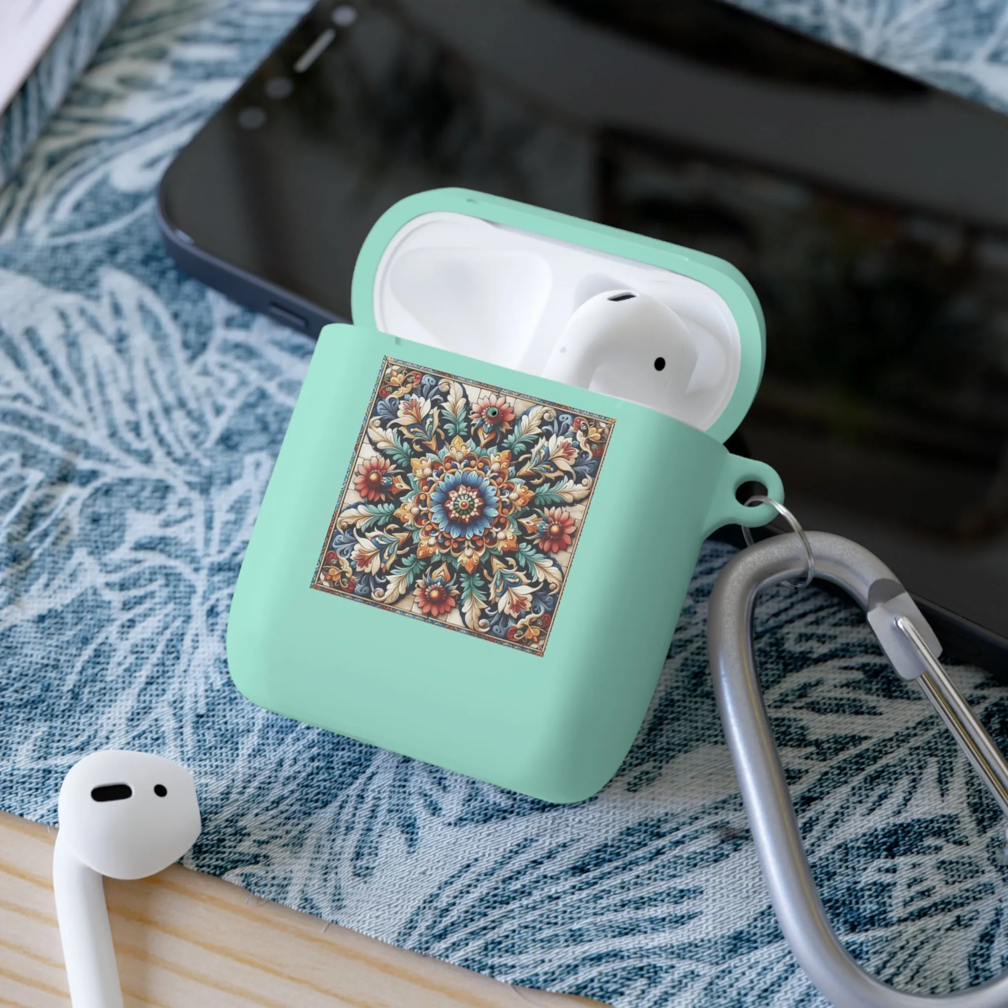 Traditional tile art flower pattern in pastel tones AirPods and AirPods Pro Case Cover