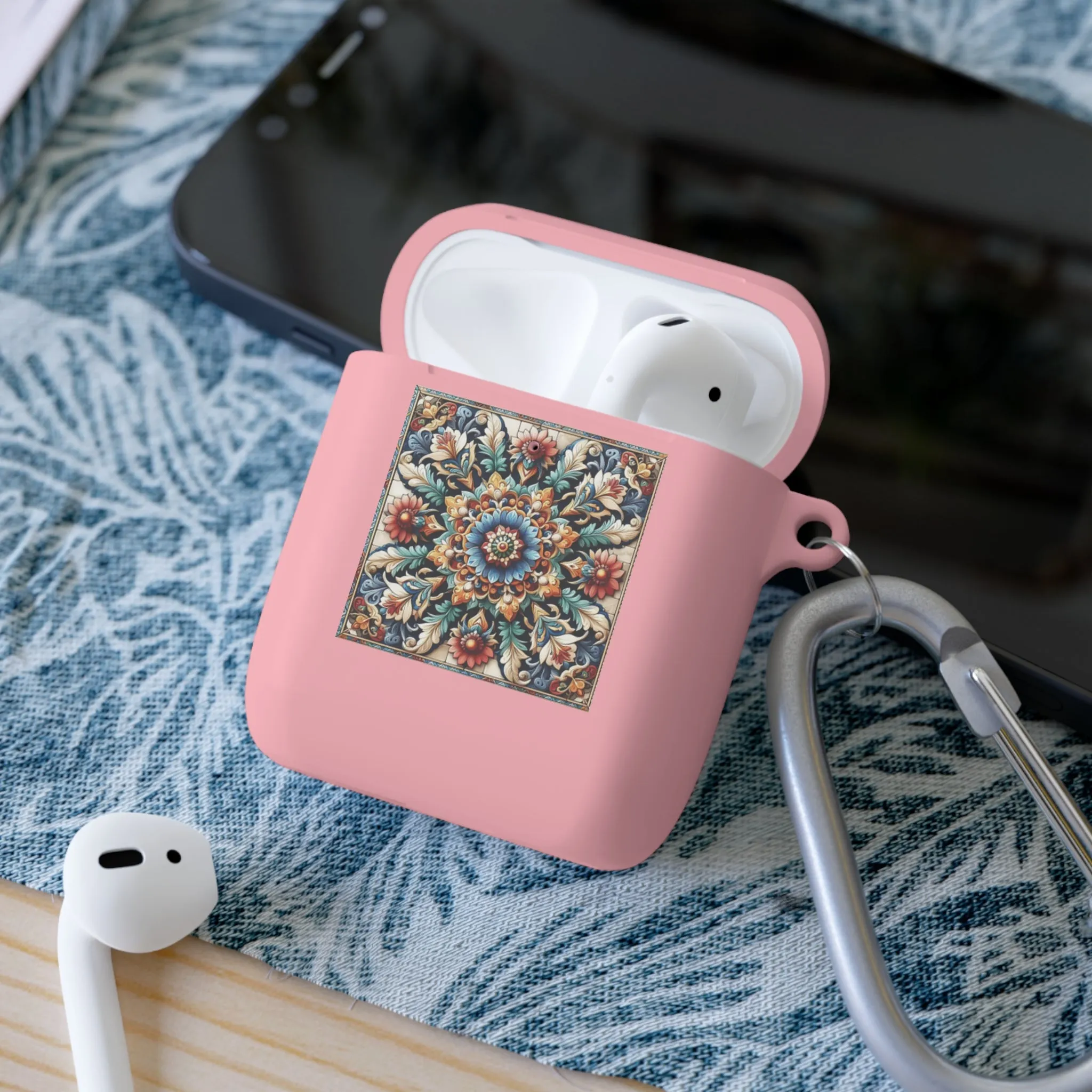 Traditional tile art flower pattern in pastel tones AirPods and AirPods Pro Case Cover