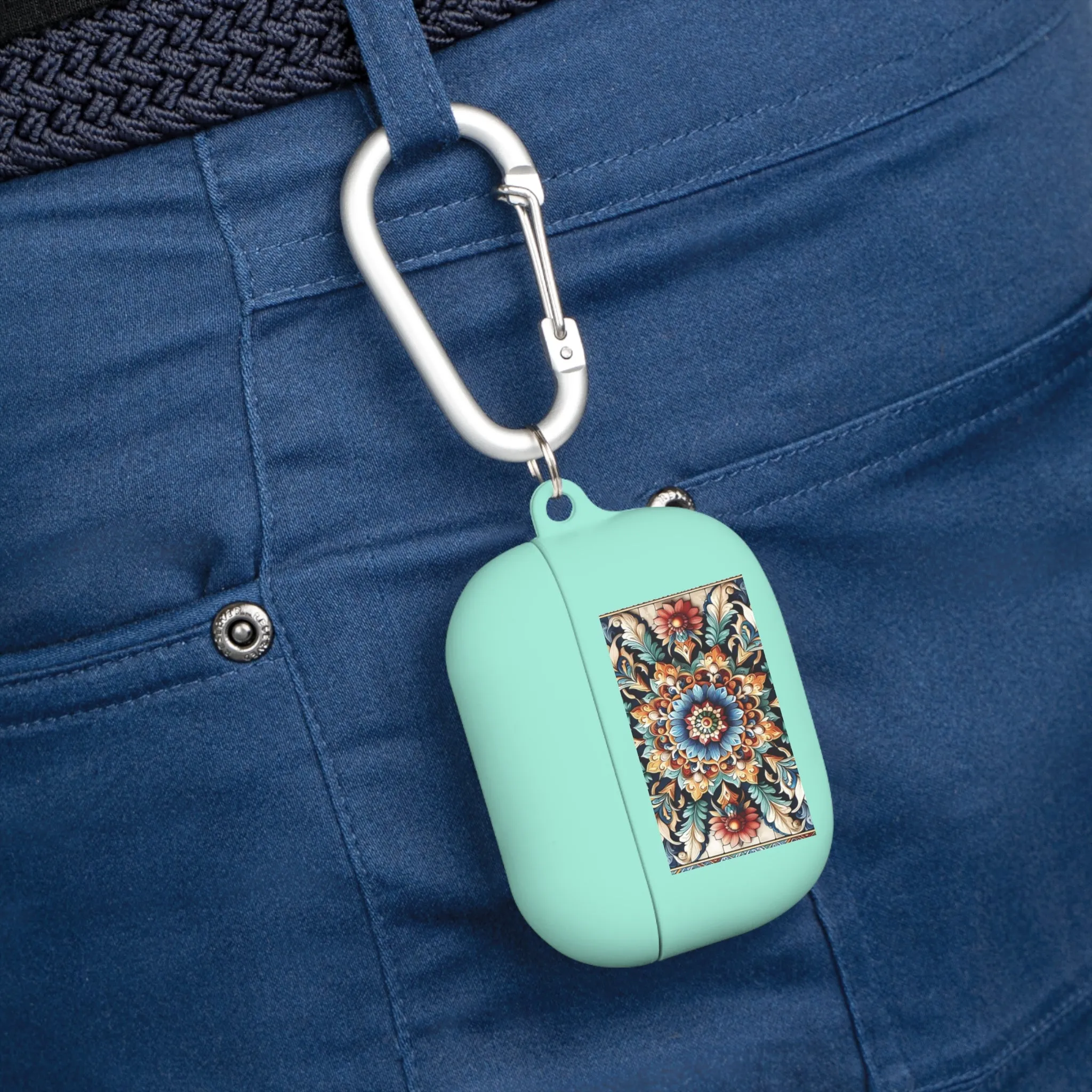 Traditional tile art flower pattern in pastel tones AirPods and AirPods Pro Case Cover