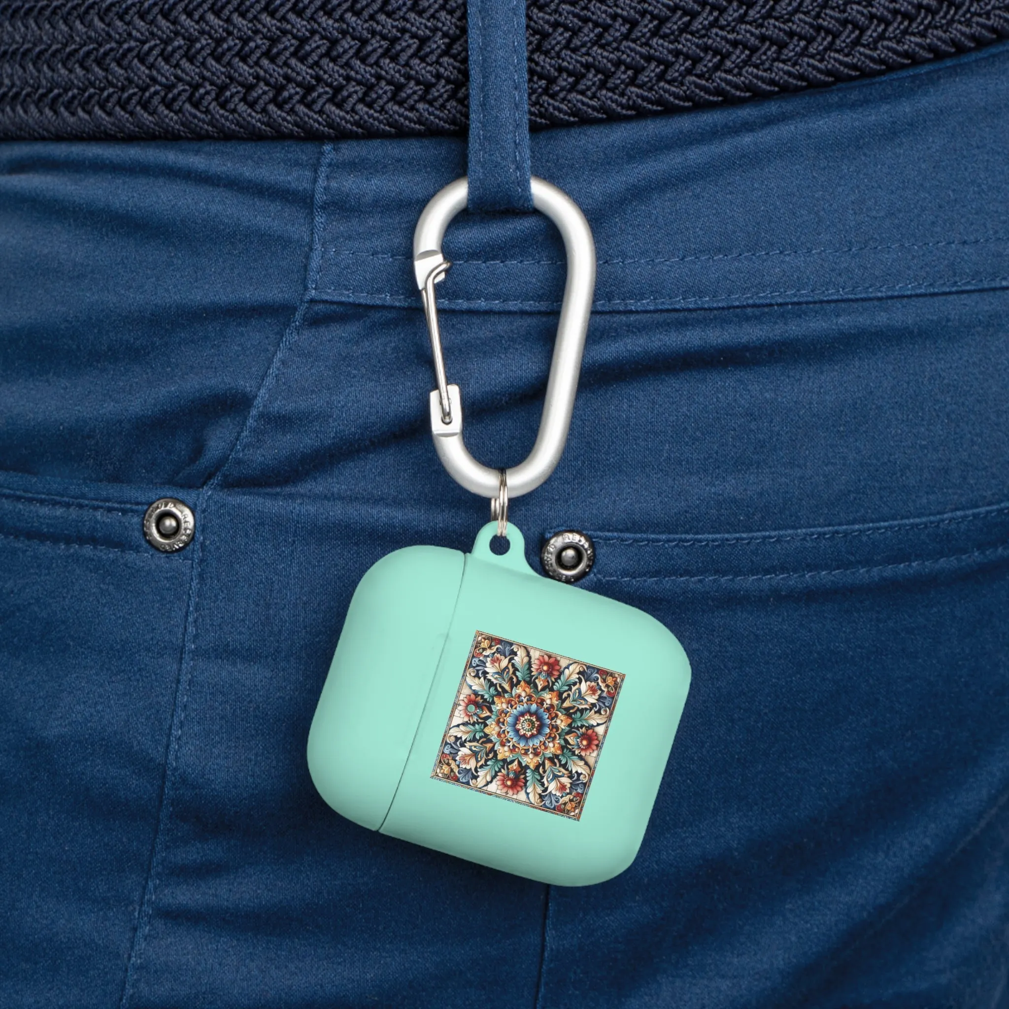 Traditional tile art flower pattern in pastel tones AirPods and AirPods Pro Case Cover