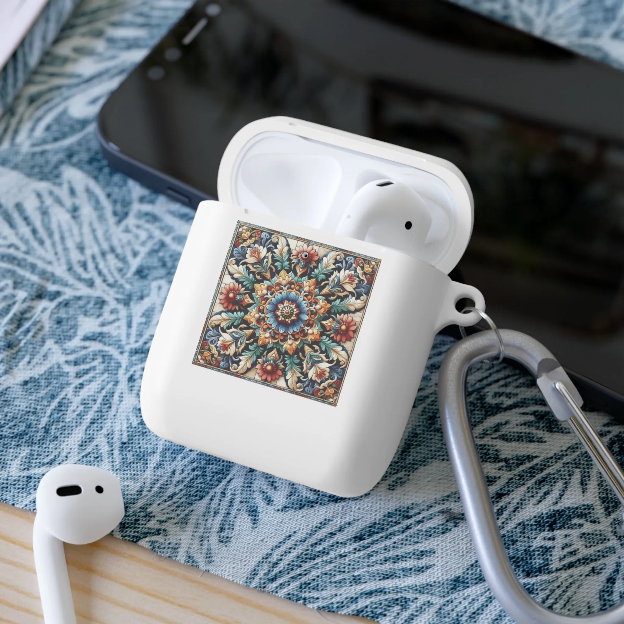 Traditional tile art flower pattern in pastel tones AirPods and AirPods Pro Case Cover