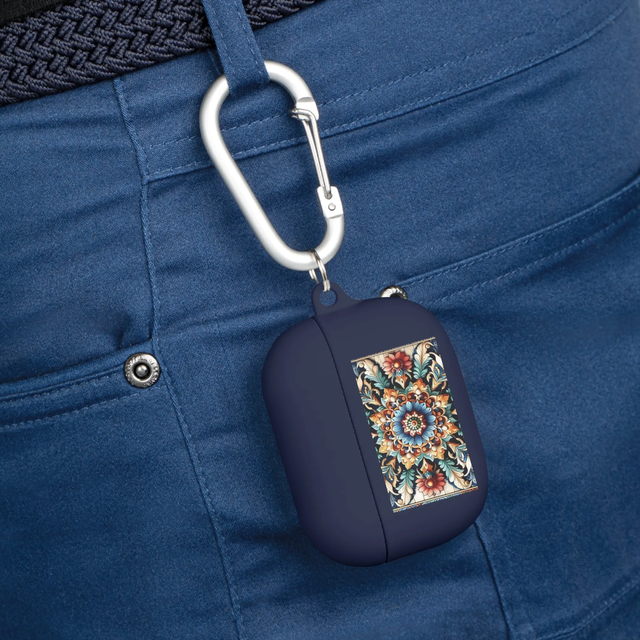 Traditional tile art flower pattern in pastel tones AirPods and AirPods Pro Case Cover