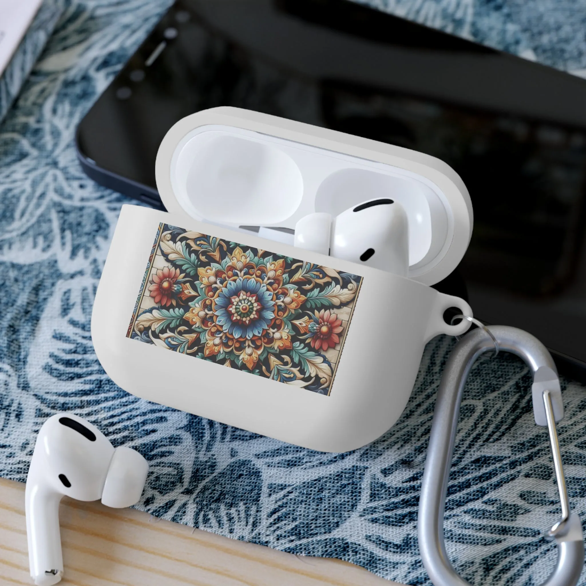 Traditional tile art flower pattern in pastel tones AirPods and AirPods Pro Case Cover