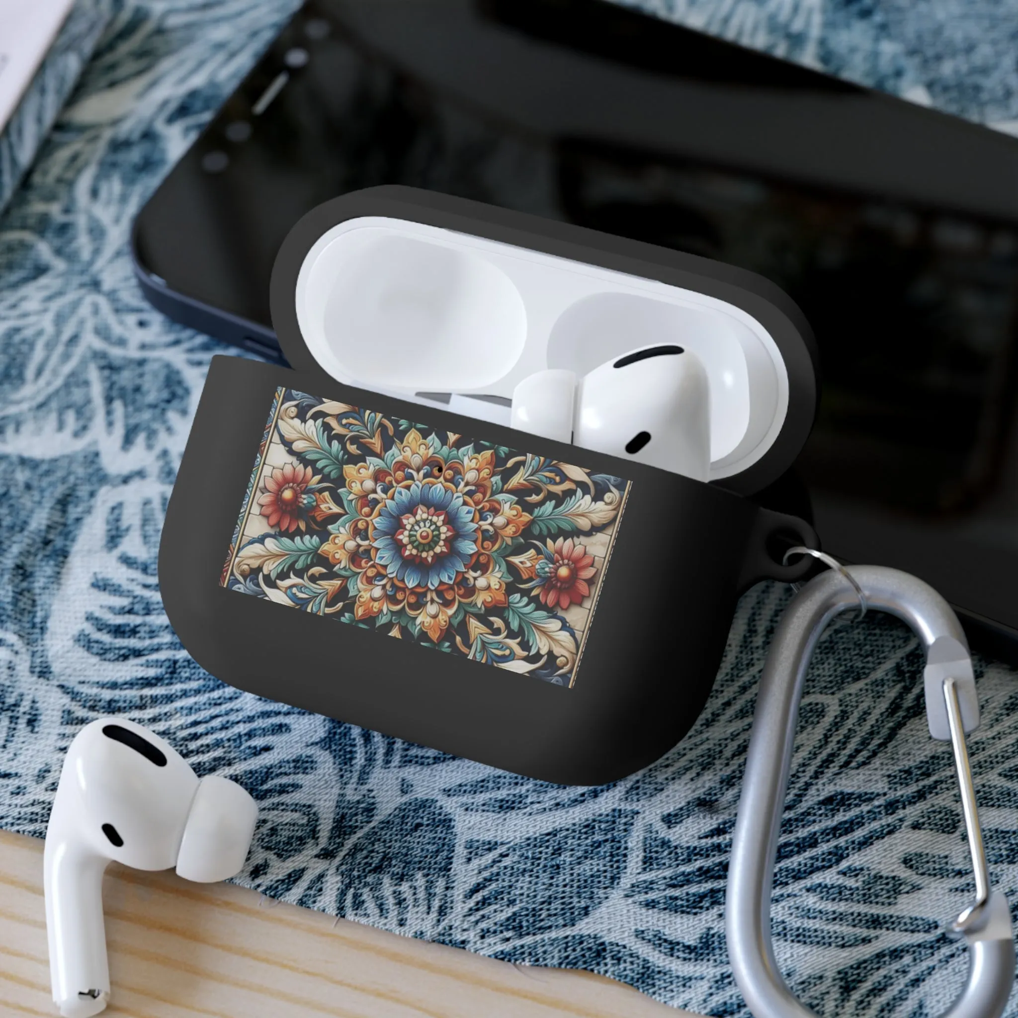 Traditional tile art flower pattern in pastel tones AirPods and AirPods Pro Case Cover